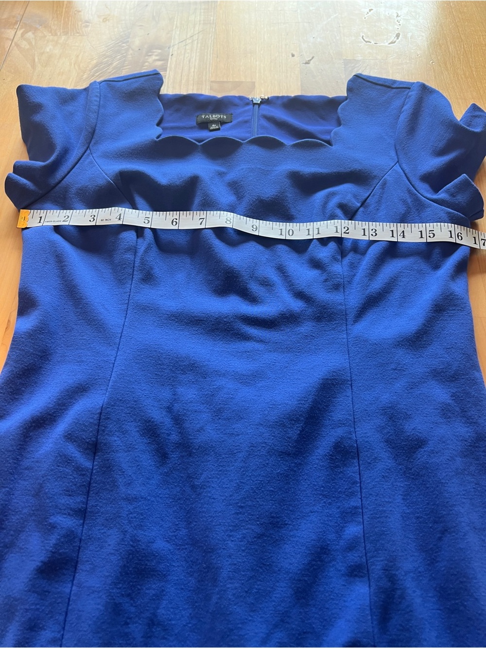 Talbots Royal Blue Scallop Neck Mini Dress - Picture 6 of 8